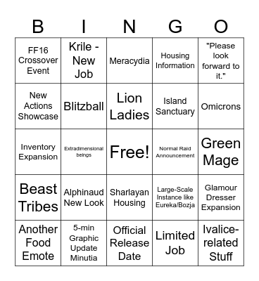 JP FanFest 2024 Bingo Card