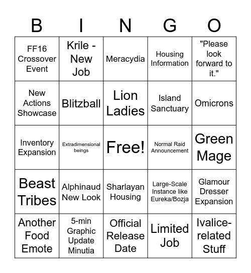 JP FanFest 2024 Bingo Card