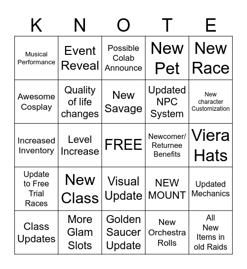 JP Fanfest Bingo Card