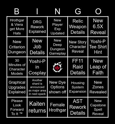 FFXIV Fan Fest 2023-2024 Bingo Card