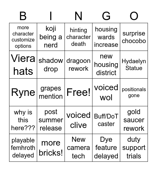 Fanfest! Bingo Card