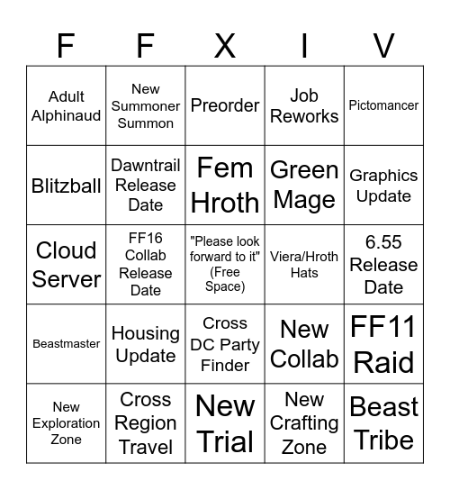 JP Fanfest Bingo Card