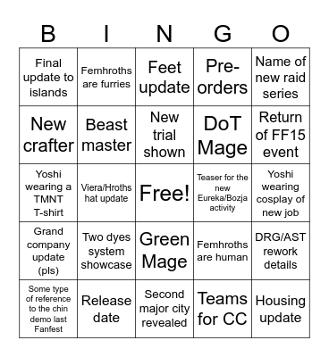 JP Fanfest 2024 Bingo Card