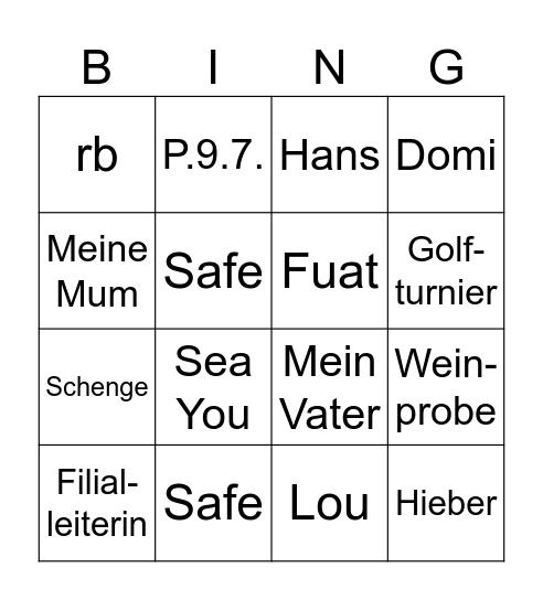 Peter Bingo Card