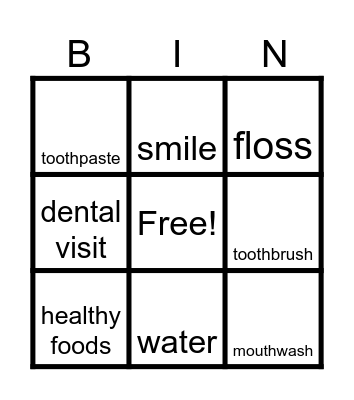 HEALTHY MOUTH Bingo Card