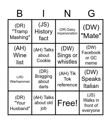 Decanter Bingo! Bingo Card