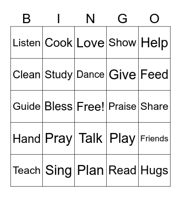 God's Workmanship Bingo Card
