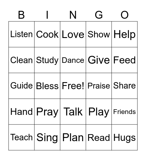 God's Workmanship Bingo Card