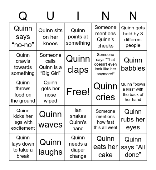QUINN-GO Bingo Card