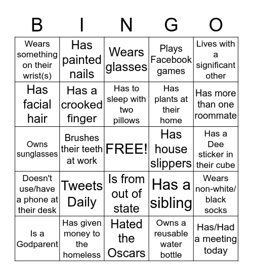 VR BINGO Card