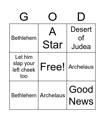 Bible Bingo Card