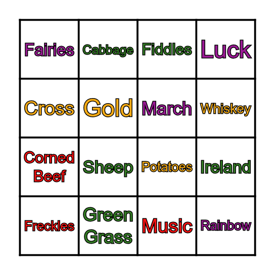 ST PATRICK'S DAY BINGO Card