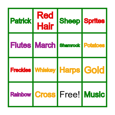 St. Patrick's Day BINGO Card