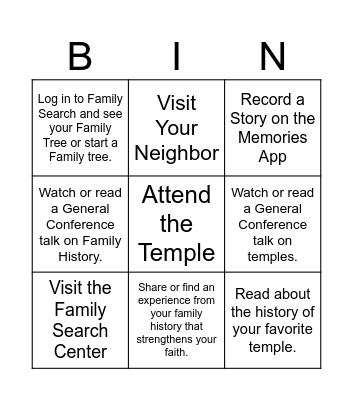 Find Joy in Building Zion Bingo Card