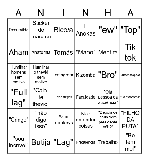 Aninha bingo Card