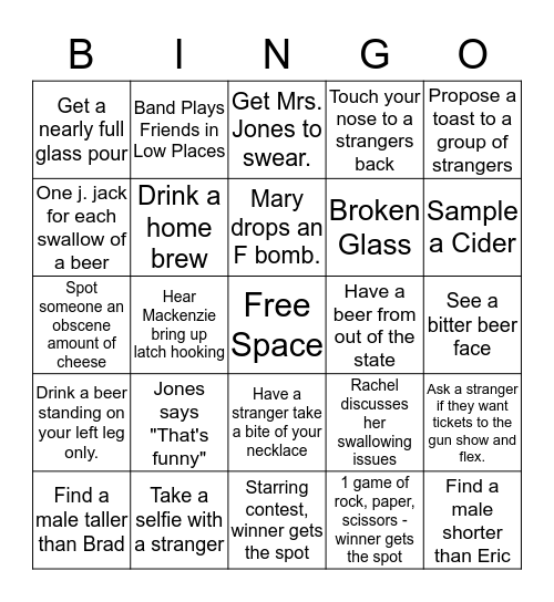 K town B Fest Bingo Card