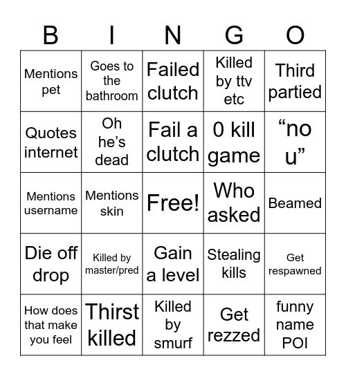 Let’s Go 3.0 Bingo Card