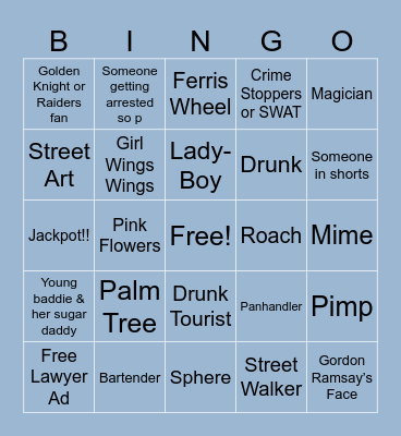 Las Vegas Strip Bingo Card