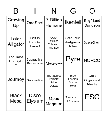 Des's Backlog Bingo Card Bingo Card
