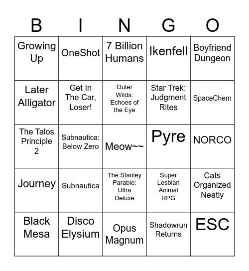 Des's Backlog Bingo Card Bingo Card