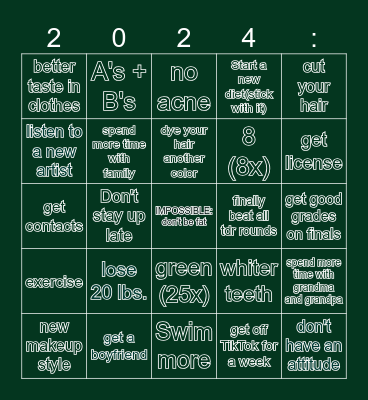 My 2024 Bingo Card