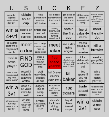 bingo of unfun... Bingo Card
