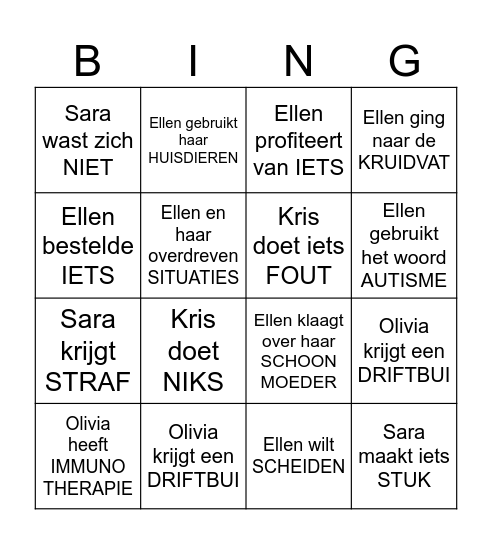 Klaagzang Ellen Bingo Card