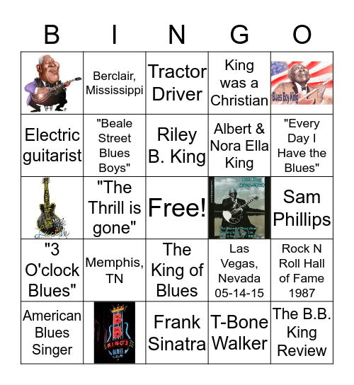 B.B. King Bingo Card