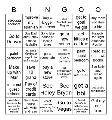 2024 Goals Bingo Card