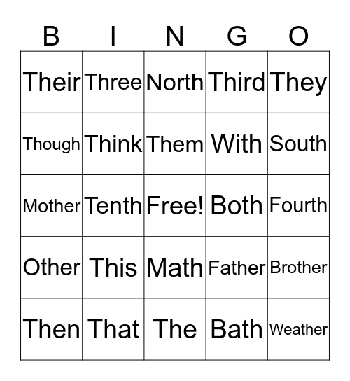 Th Bingo Card