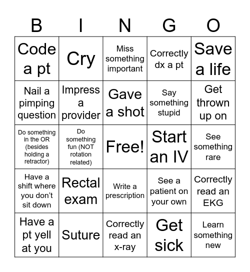 Block 1 Bingo Card