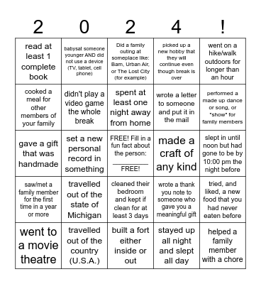New Year, New Friends! Bingo Card