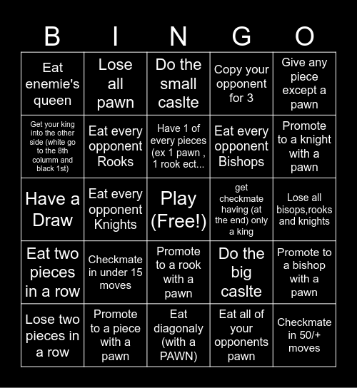 Chess BINGO Card