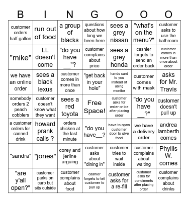 funderburks bingo #2 Bingo Card