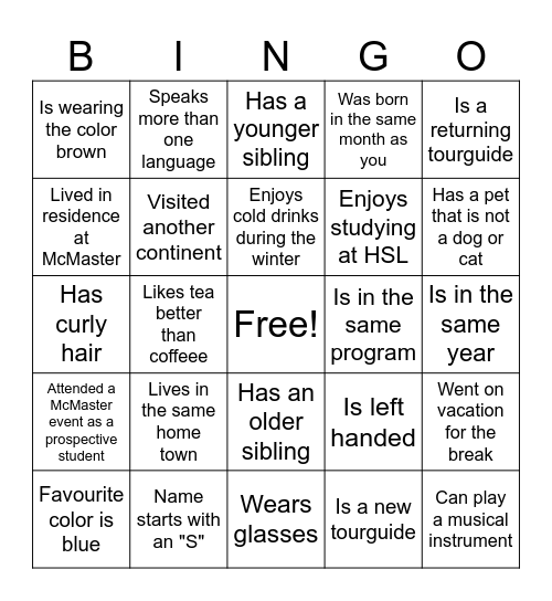 TG Social Bingo! Bingo Card