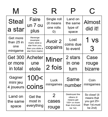 Super Mario Party Bingo Card