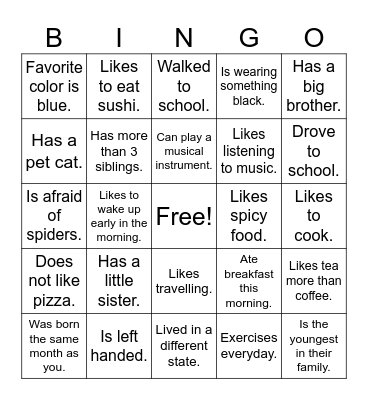Find Someone Who... Bingo Card