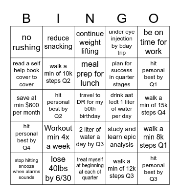 Alex's 2024 Goals Bingo Card