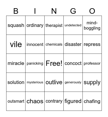 The Witches Vocabulary Bingo Card