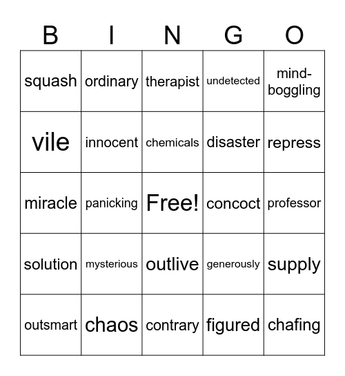 The Witches Vocabulary Bingo Card