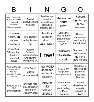 2024 Bingo Card