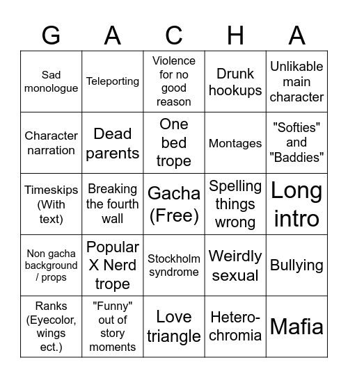 Gacha GLMM bingo card Bingo Card