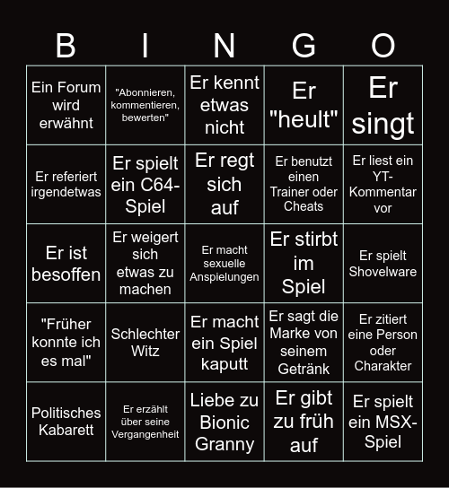 MrVenom1974 Streams Bingo Card