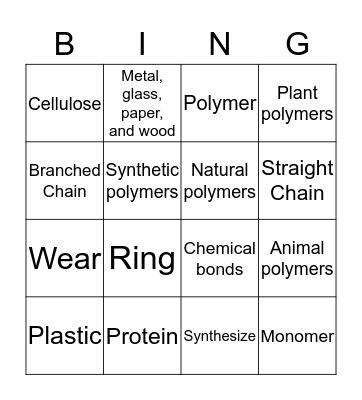 4.1 Polymers Bingo Card