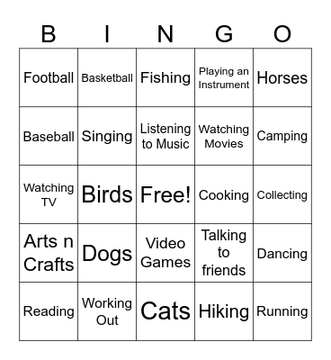 Pets n People Bingo Card