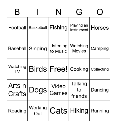 Pets n People Bingo Card