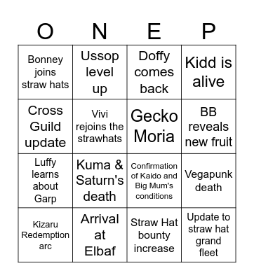 One Piece Bingo Card