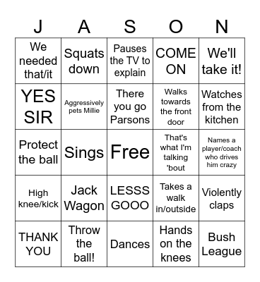 Cowboy Fan Bingo Card