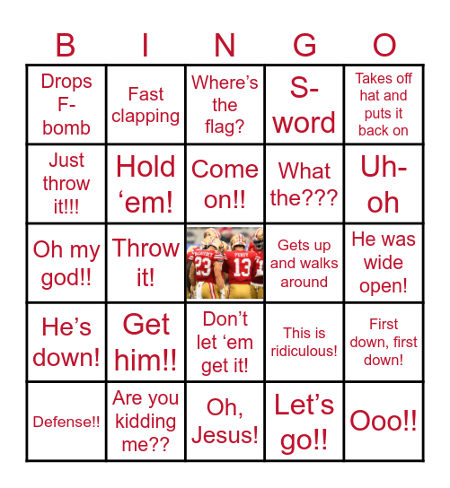 49ers Games Bingo Card