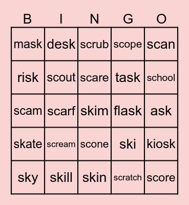 sc & sk Bingo Card